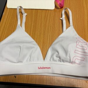 lululemon athletica White Bralette with red Logo Accents